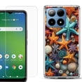 thumbnail image 1 of For Boost Mobile Summit 5G Shockproof Phone Case Cover with Tempered Glass Screen Protector, by OneToughShield - Starfish Mix, 1 of 2