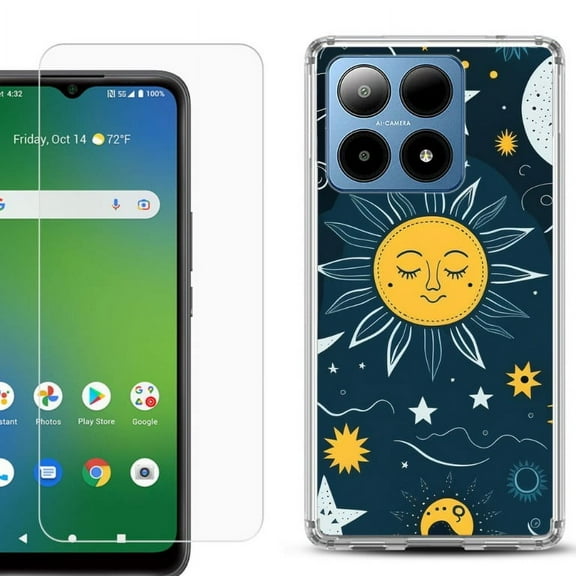 For Boost Mobile Summit 5G Shockproof Phone Case Cover with Tempered Glass Screen Protector, by OneToughShield - Sun N Star