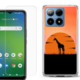 thumbnail image 1 of For Boost Mobile Summit 5G Shockproof Phone Case Cover with Tempered Glass Screen Protector, by OneToughShield - Sunset Giraffe, 1 of 2