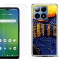 thumbnail image 1 of For Boost Mobile Summit 5G Shockproof Phone Case Cover with Tempered Glass Screen Protector, by OneToughShield - Sunset River, 1 of 2