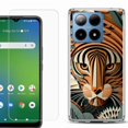 thumbnail image 1 of For Boost Mobile Summit 5G Shockproof Phone Case Cover with Tempered Glass Screen Protector, by OneToughShield - Tiger Art, 1 of 2