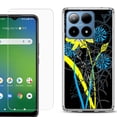 thumbnail image 1 of For Boost Mobile Summit 5G Shockproof Phone Case Cover with Tempered Glass Screen Protector, by OneToughShield - Wild Flowers, 1 of 2