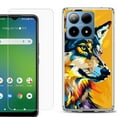 thumbnail image 1 of For Boost Mobile Summit 5G Shockproof Phone Case Cover with Tempered Glass Screen Protector, by OneToughShield - Wolf Art, 1 of 2