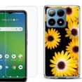 thumbnail image 1 of For Boost Mobile Summit 5G Shockproof Phone Case Cover with Tempered Glass Screen Protector, by OneToughShield - Yellow Flower, 1 of 2