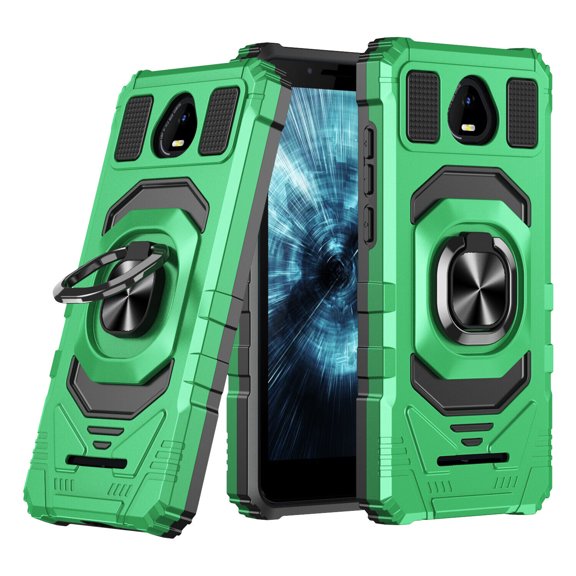 For Boost SCHOK Volt SV55 Case Shockproof Ring Stand Built In Megnat Phone Cover With Free Tempered Glass Screen Protector - Green
