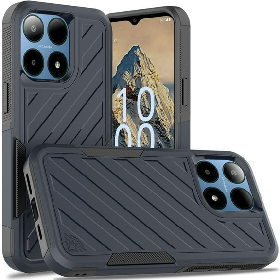 For Boost Summit 5G Noble lined shockproof dual layer hybrid - Black/Dark Blue