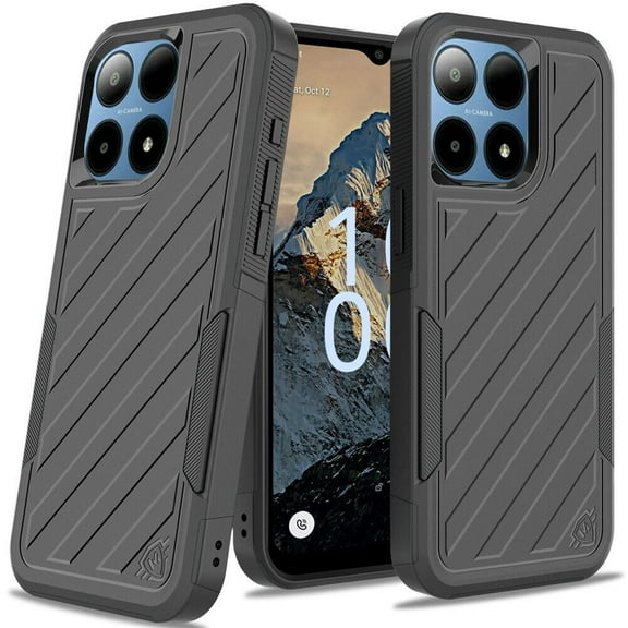 For Boost Summit 5G Slim Shockproof Hybrid Cover Cellphone Case - Noble Lined Black