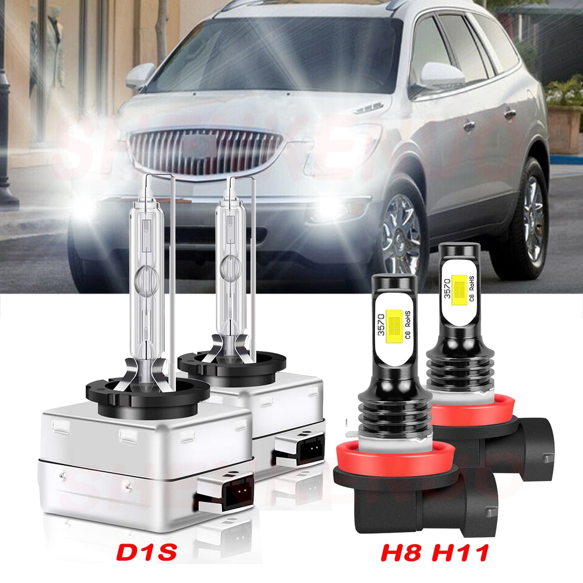 D1S HID Bulbs – Super Bright 6000K Cool White, Pack Of 2, Fit Buick Enclave, GMC, Cadillac & More