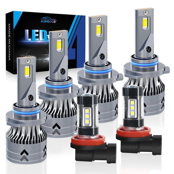 For Buick Enclave 2008-2019 Sport Utility 4-Door 6x White LED Headlight Hi/Lo Fog Light Bulbs Kit 50000 Hours Lifespan No Hyper Flash