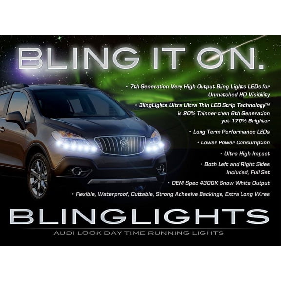 For Buick Encore LED DRL Light Strips Day Time Running Lamps for Headlamps Headlights Strip Lights