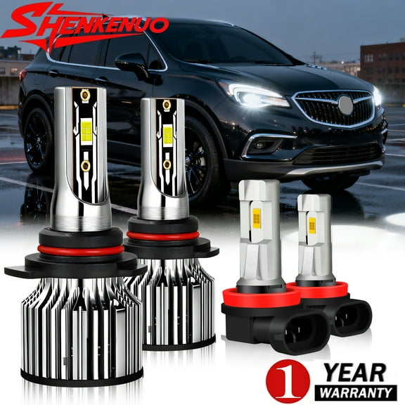 For Buick Envision 2016-2020 LED Headlight Bulbs,9012 High beam and Low Beam and H11 Fog light Bulbs,Pack of 4