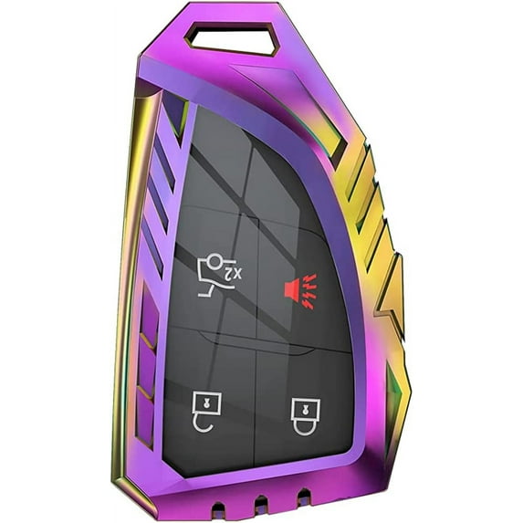 For Buick Key Fob Cover,Metal Cover for Buick Avenir Envision S 3 4 5 Button GMC Yukon Chevy Suburban Tahoe GMC with Keychain