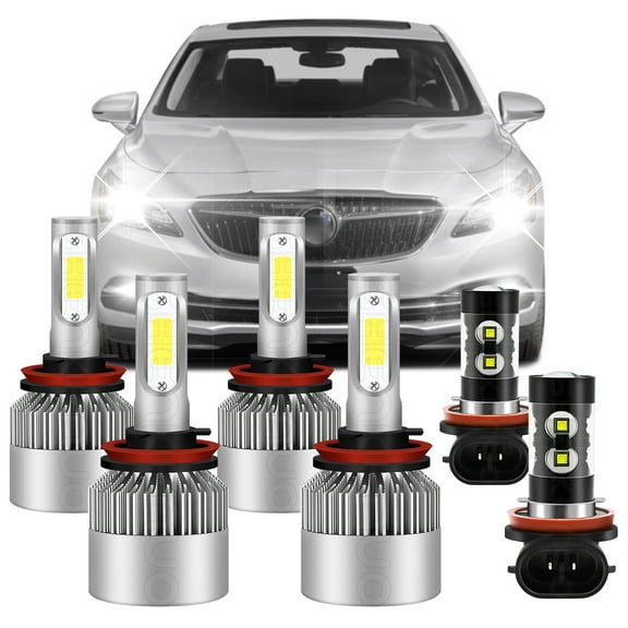 For Buick LaCrosse 2010-2013 LED Headlight High Low Beam + Fog Light Bulbs Combo Kit 6pcs