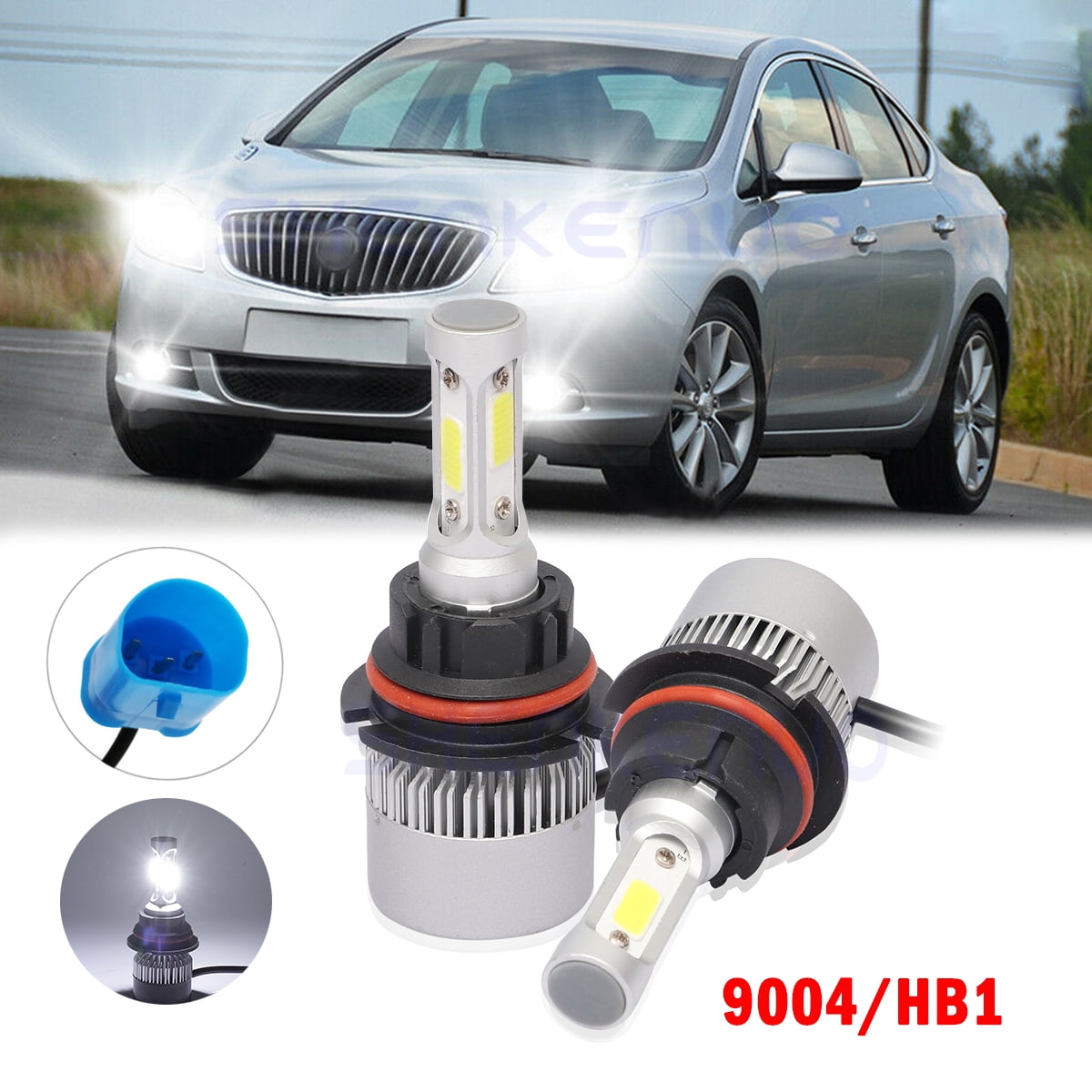 For Buick ROADMASTER 1991-1996 2pc 9004 LED Headlight High Low Beam Bulbs 6000K