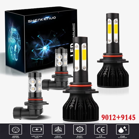 For Buick Regal 2014-2017 Headlights,9012 LED High/Low Beam and 9145 Fog light Bulbs,4pcs