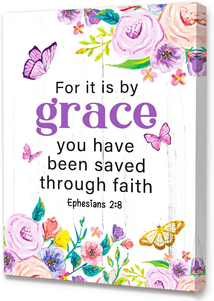 For it is By Grace Bible Wall Art Canvas,Verses Christian Canvas Framed ...
