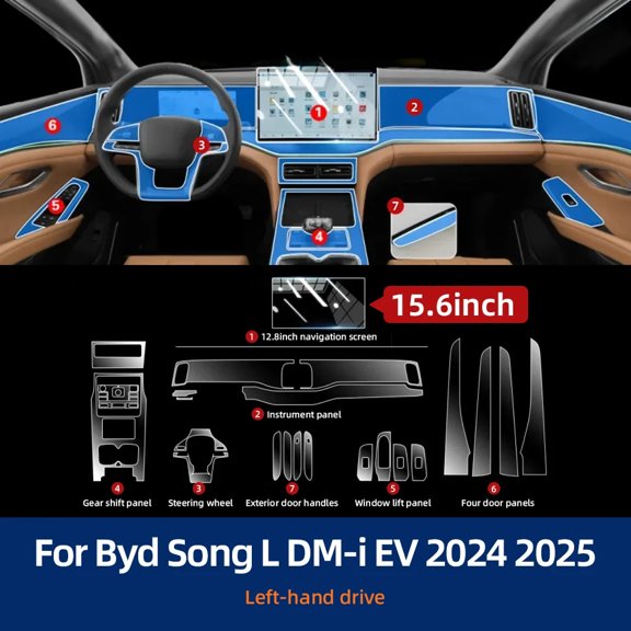 For Byd Song L DM-i EV 2024 2025 Interior Film Transparent TPU Gear Panel Center Console PPF Protection Sticker Accessories