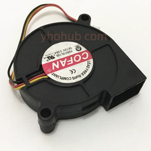 For COFAN FB5015L12B DC 12V 0.08A 50x50x15mm 3-Wire Server Blower Fan