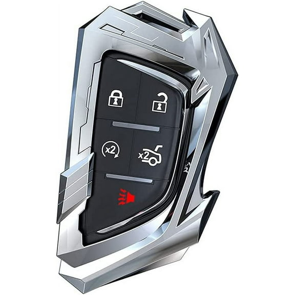 For Cadillac CT5 Key Fob Cover Case, Metal Key Fob Case for 2020-2021 Cadillac CT5 CT6 XTS XT4 XT5 ATS,etc Keyless Smart Key Fob with Keychain(Grey)