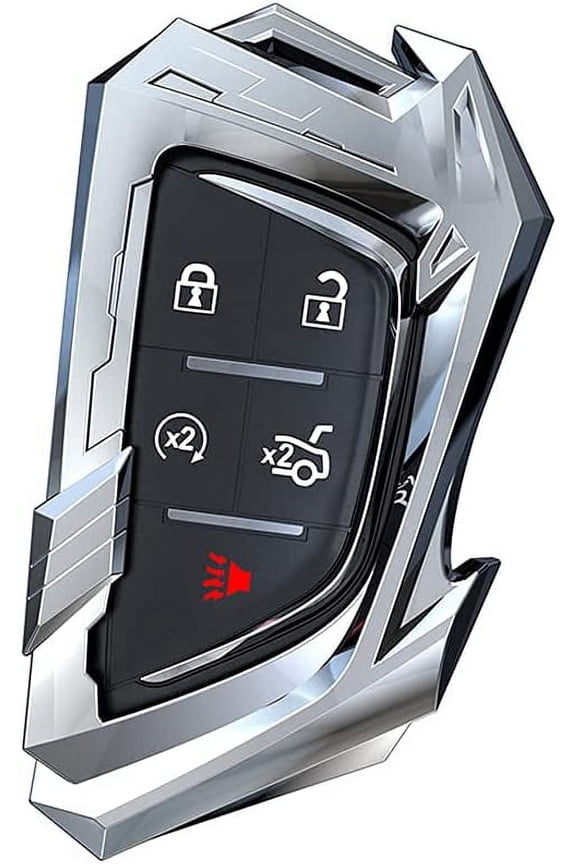 For Cadillac CT5 Key Fob Cover Case, Metal Key Fob Case for 2020-2021 Cadillac CT5 CT6 XTS XT4 XT5 ATS,etc Keyless Smart Key Fob with Keychain(Grey)
