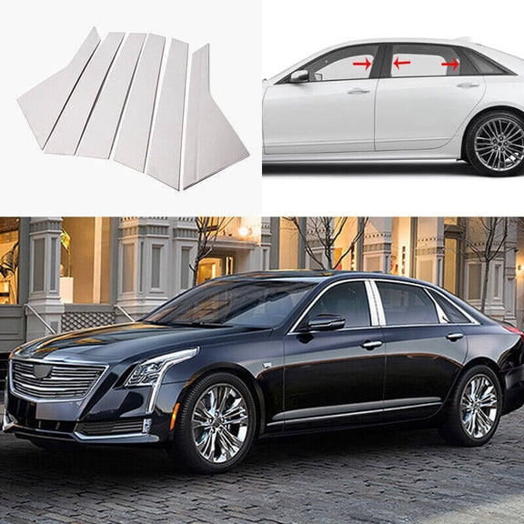 For Cadillac CT6 2016-2020 Stainless chrome Exterior Window BC-Pillar Panel 6pcs