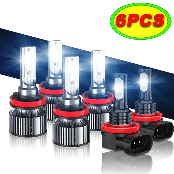 For Cadillac CTS 2008 2009 2010 2011 2012 2013 2014 - 6x Combo LED Headlight + Fog Light Bulbs Kit White