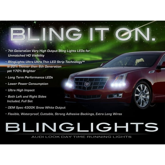 For Cadillac CTS LED DRL Head Light Strips Daytime Running Lamps
