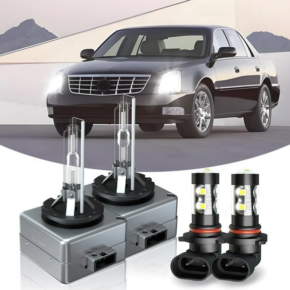 BSBSDJB For Cadillac DTS 2006-2011 -4PC Xenon HID Headlight High/Low Beam & LED Fog Light Bulbs