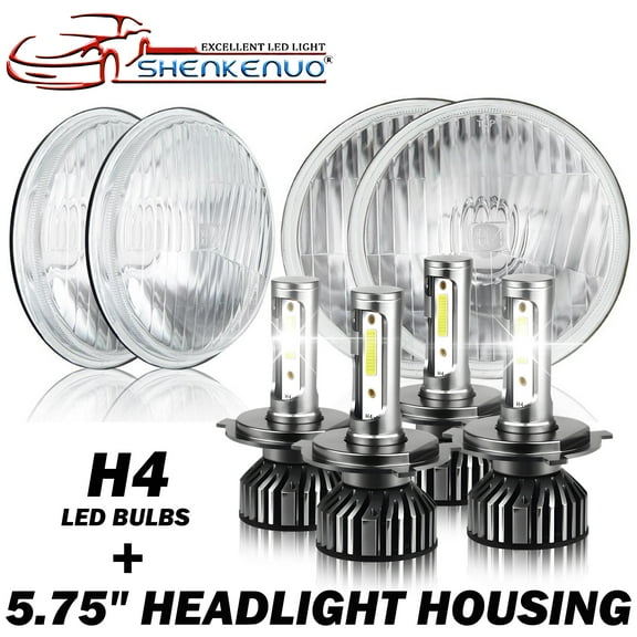 For Cadillac DeVille 62-74 Calais 65-74 4PCS 5.75 5-3/4" Chrome LED Headlights