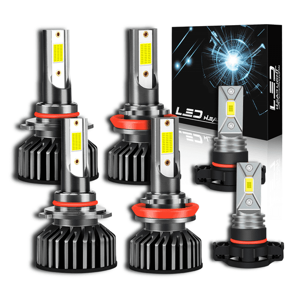 For Cadillac Escalade 2007-2014 LED Headlight High/Low Beam + Fog Light Bulbs