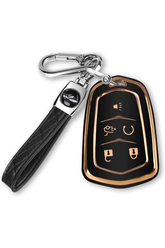 Key Fob Cover Compatible with Cadillac Escalade CTS SRX XT5 ATS STS CT6 Keychain Case Holder Protector,Black