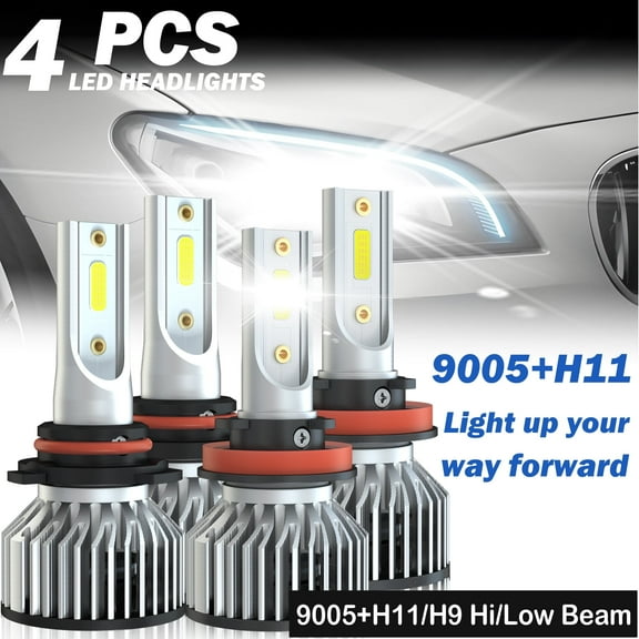For Cadillac SRX 2010 2011 2012 2013 2014 2015 2016 LED Headlight Bulbs 9005 H11 High&Low Beam 500% Brighter than Halogen,4pack