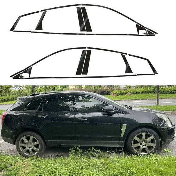 For Cadillac SRX 2010-2016 SUV Window Chrome Delete Blackout ABC Pillars Glossy Black Stickers