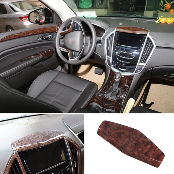 For Cadillac SRX 2013-2015 Wood Grain Console Navigation Upper Panel Cover Trim