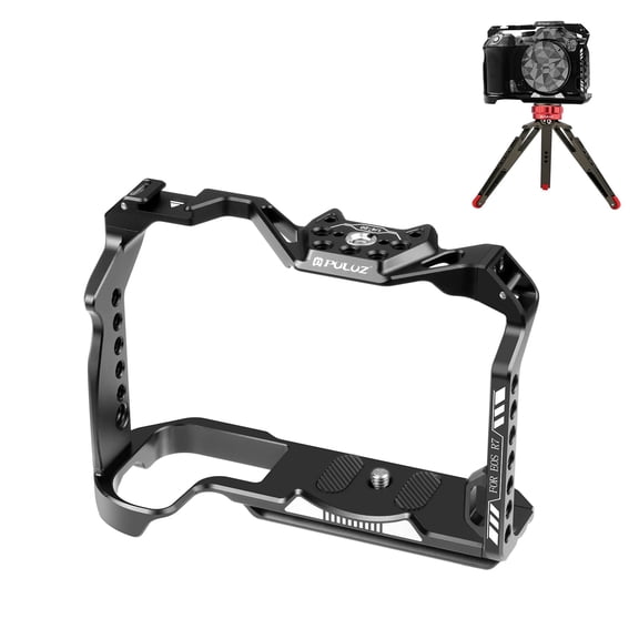 For Canon EOS R7 QKOO Metal Camera Cage Stabilizer Rig(Black)