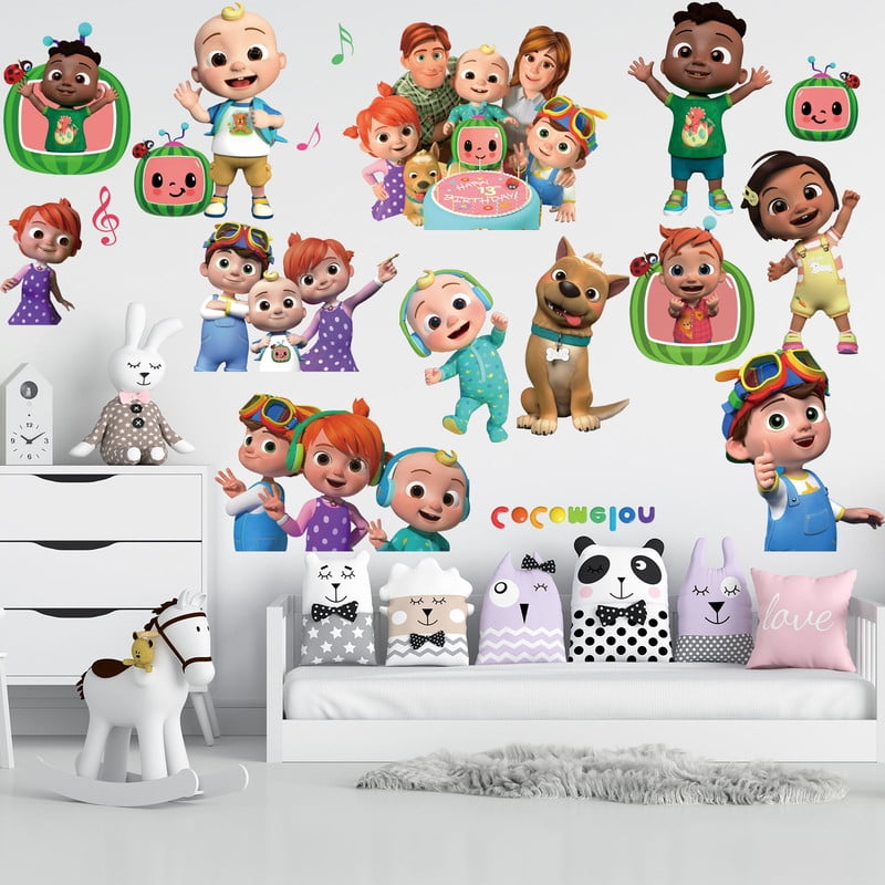 For Cartoon Melon Theme Wall Stickers,15.7x23.6 inch Cartoon Art Wall Decals For Boys Girls Bedroom,Waterproof Wall Decor Wallpaper