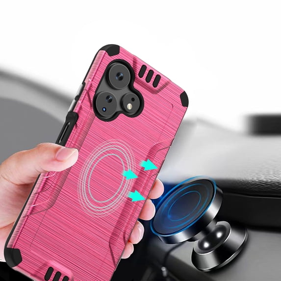 For Celero 3 Plus METKASE Strong Tough Metallic Design Hybrid in Slide-Out Package - Hot Pink