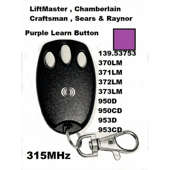 For Chamberlain Garage Door Opener Remote Control Transmitter 370Lm 950D 950Cd