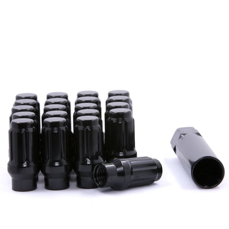 For Chevrolet 20 Spline Lug Nuts ET Tuner Style 7 Black Bulge Acorn
