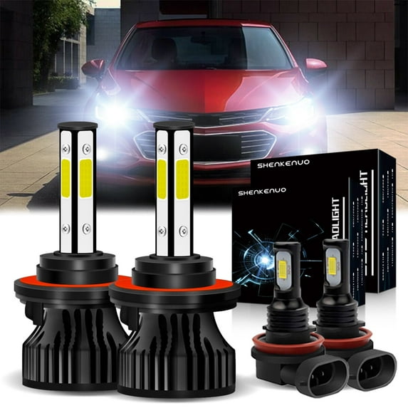For Chevrolet Camaro Z/28 2014-2015 LED Headlights Bulbs 9008/H13 High/Low Beam and H11/H8 Fog light 6000K White,4pcs