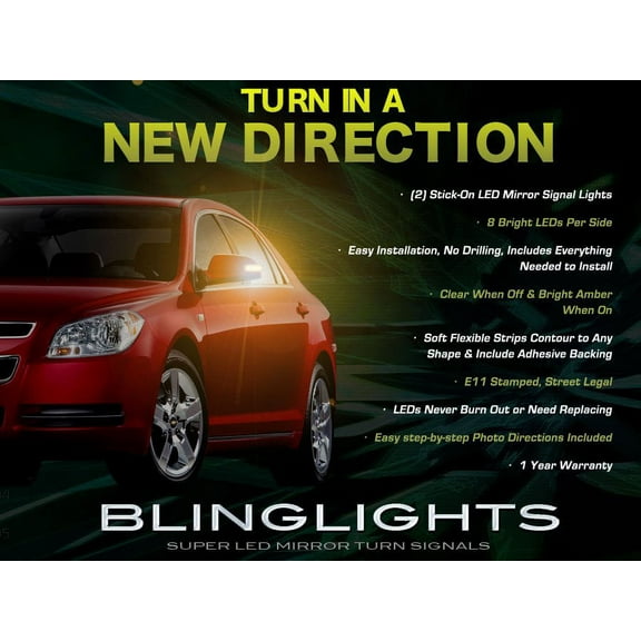 For Chevrolet Chevy Malibu Side Mirrors Turnsignals Lights LED Turn Signals Lamps Mirror Signalers Set
