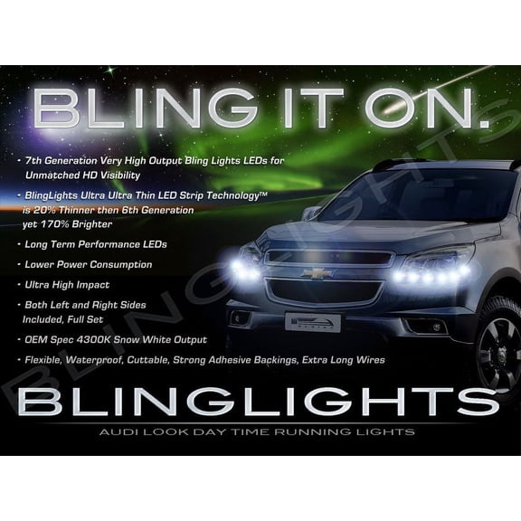 For Chevrolet Chevy TrailBlazer LED DRL Light Strips Headlamps Headlights Day Time Running Lamps