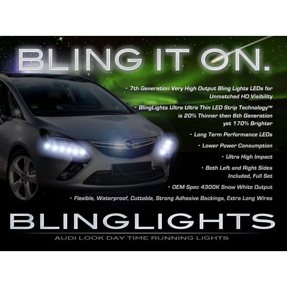 For Chevrolet Chevy Zafira LED DRL Light Strips Headlamps Headlights Day Time Running Lamps