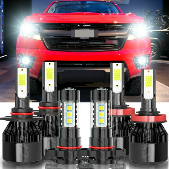 For Chevrolet Colorado 2015-2018 LED Headlight Bulbs Hi/Lo Beam+Fog Lights Combo