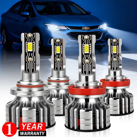 For Chevrolet Cruze 2016-2019 LED Headlight Combo Kit 9005/HB3 H11/H8/H9 Hi-Lo Beam Plug and Play 4Pack
