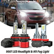 For Chevrolet Equinox 2005-2009 9007+H11 LED Front Headlight Hi-Lo Beam Fog Light Bulbs Kit White 4x