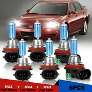For Chevrolet Impala 2006-2013 Halogen Headlight Bulbs H11 H9 High/Low Beam H11 Fog Light 4200k 6pcs
