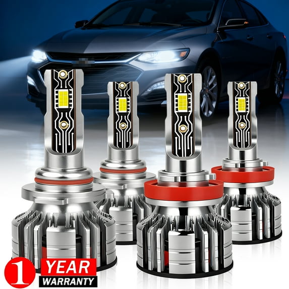 For Chevrolet Malibu 2019 2020 2021 - 6000K White LED Headlight High Low Beam Bulbs Upgrade Kit 4Pcs