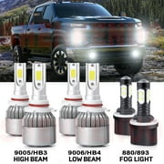 For Chevrolet Silverado 1500 1999-2002 Led Headlights 12000LM 9005 High Beam 9006 Low Beam 880 Fog Light Bulbs