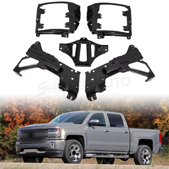 For Chevrolet Silverado 1500 2016-2018 Front Bumper Support Mounting Bracket Kit